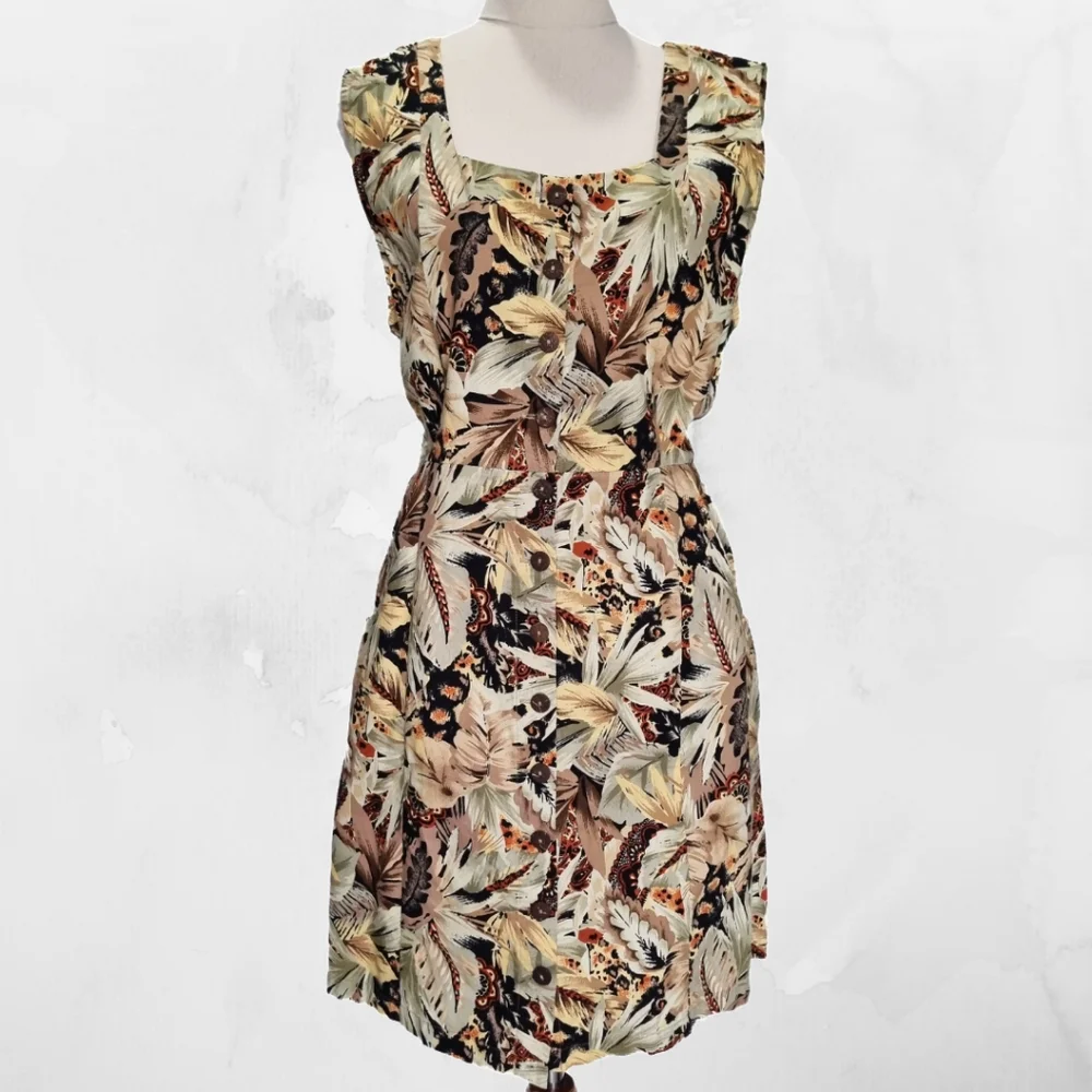 Dangerfield Neutral Multicolour Floral Paisley Sheath Dress Size 14 - Picture 1 of 7